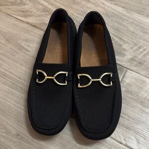 Rothy's Black Loafers with Gold Accent